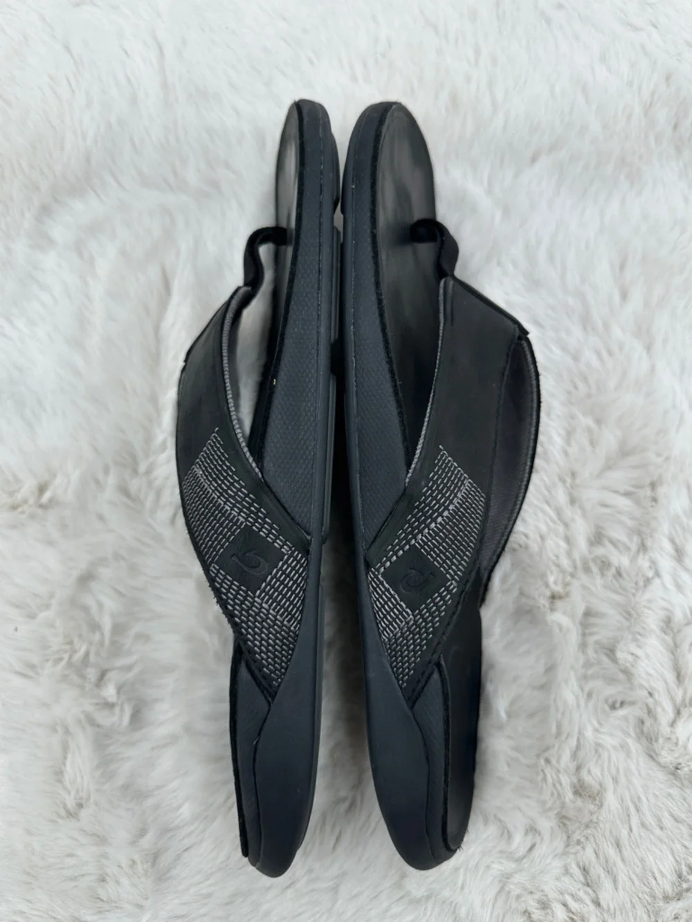 OluKai Tuahine Men’s Waterproof‎ Leather Sandals black men’s flip flops Size 13